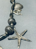 Native American Rare Longer 30 Inch Seashell Vintage Navajo Sterling Silver Necklace-Nativo Arts
