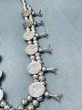 Womens Vintage Native American Navajo Coin Sterling Silver Squash Blossom Necklace-Nativo Arts