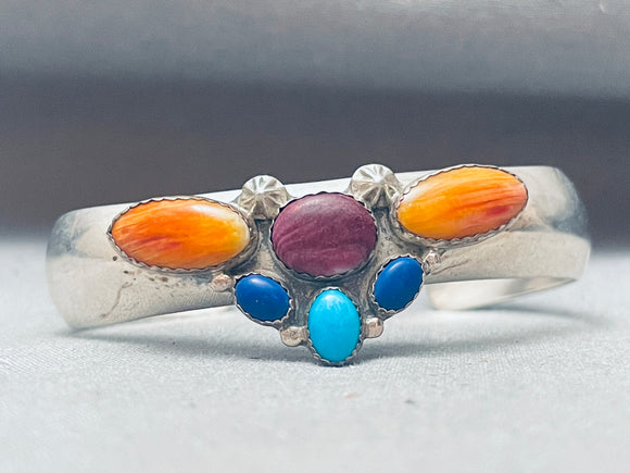 Gorgeous Vintage Native American Navajo Turquoise Shell Sterling Silver Bracelet-Nativo Arts