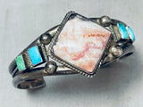 One Of The Most Unique Early Native American Navajo Agate Turquoise Sterling Silver Bracelet
