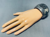 Important Vintage Native American Navajo Rosco Scott Walking Bear Sterling Silver Wide Bracelet-Nativo Arts
