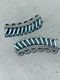 Native American Turquoise Wings Vintage Zuni Sterling Silver Earrings-Nativo Arts