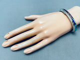6 Inch Wrist Vintage Native American Navajo Inlay Turquoise Sterling Silver Bracelet-Nativo Arts