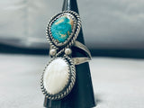 Glorious Vintage Native American Navajo Royston Turquoise Mop Sterling Silver Ring-Nativo Arts