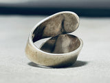 Native American Hypnotic Vintage Hopi Signed Sterling Silver Waves Adjustable Ring-Nativo Arts