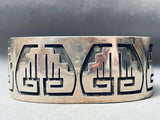Detailed Geometric Vintage Navajo Sterling Silver Bracelet Cuff Hvy-Nativo Arts