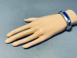 Dynamic Vintage Native American Navajo Lapis, Blue Gem Turquoise Sterling Silver Signed Bracelet-Nativo Arts