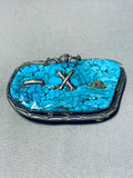 One Of The Best Vintage Native American Navajo Morenci Turquoise Sterling Silver Buckle Old-Nativo Arts