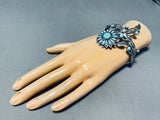 Sunflower Of Turquoise Vintage Sterling Silver Bracelet Cuff-Nativo Arts