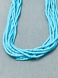 Turquoise Heishi Vintage Navajo Sterling Silver Necklace-Nativo Arts