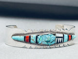 One Of The Coolest Vintage Native American Navajo Turquoise Inlay Sterling Silver Bracelet-Nativo Arts