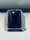 Jaw-dropping Vintage Native American Navajo Black Onyx Sterling Silver Ring-Nativo Arts