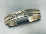 Stunning Bruce Morgan Vintage Native American Navajo Sterling Silver & 14k Gold Bracelet-Nativo Arts