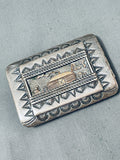Sturdy 74 G Vintage Native American Navajo Gold Sterling Silver Intricate Buckle-Nativo Arts