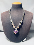 Important Vintage Native American Navajo Ray Tracey Sterling Silver Inlay Necklace-Nativo Arts