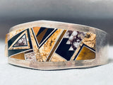 Best 6.5 Inch Wrist Vintage Native American Navajo Tan Agate Inlay Sterling Silver Bracelet-Nativo Arts