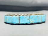 7 Inch Wrist Vintage Native American Navajo Inlay 8 Turquoise Sterling Silver Bracelet-Nativo Arts