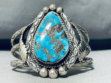 One Of Best Teardrop Morenci Turquoise Vintage Native American Navajo Sterling Silver Bracelet-Nativo Arts
