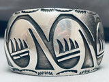 96 Gram Vintage Navajo Swirl Wave Sterling Silver Hand Tooled Bracelet-Nativo Arts