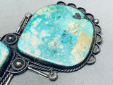 5 Inch Long Heavy Vintage Native American Navajo Turquoise Sterling Silver Pin-Nativo Arts