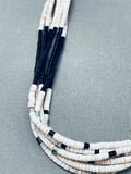 One Of The Best Vintage Santo Domingo White Black Shell Heishi Necklace-Nativo Arts