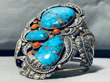 The Best Vintage Native American Navajo Blue Thunder Turquoise Sterling Silver Bracelet-Nativo Arts