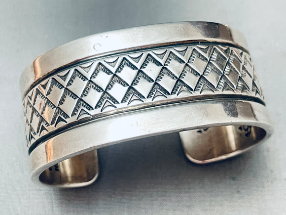 Important Heavy Mike Slim Vintage Native American Navajo Sterling Silver Bracelet-Nativo Arts