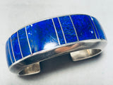 6 Inch Wrist Larson Lee Vintage Native American Navajo Lapis Inlay Sterling Silver Bracelet-Nativo Arts