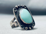 Green Blue Turquoise Patina Vintage Native American Navajo Sterling Silver Raindrop Ring