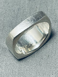 Rare Vintage Native American Navajo Turquoise Jet Sterling Silver Ring-Nativo Arts
