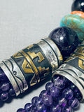 Native American Important Singer Amethyst Sterling Silkver Turquoise Necklace-Nativo Arts