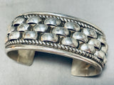 Spectacular Signed Native American Navajo Sterling Silver Solid L A Willie Bracelet-Nativo Arts