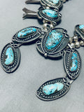 Gasp! Vintage Native American Navajo Bisbee Turquoise Sterling Silver Squash Blossom Necklace-Nativo Arts