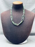 Superior Vintage Native American Navajo Tubed Green Turquoise Sterling Silver Necklace-Nativo Arts