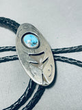 Traditional Vintage Native American Navajo Blue Diamond Turquoise Sterling Silver Bolo Tie-Nativo Arts