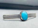 Luminous Vintage Native American Navajo 8 Domed Turquoise Sterling Silver Bracelet-Nativo Arts