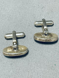 Tremendous Vintage Native American Navajo Blue Gem Turquosie Sterling Silver Cufflinks-Nativo Arts