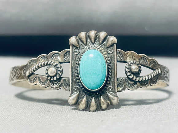 Breathtaking Vintage Native American Zuni Blue Gem Turquoise Sterling Silver Bracelet-Nativo Arts