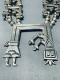 Gasp! Symbolic Vintage Native American Navajo 187 Gram Sterling Silver Squash Blossom Necklace-Nativo Arts