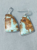 Huge #8 Turquoise Vintage Native American Navajo Sterling Silver Slab Earrings