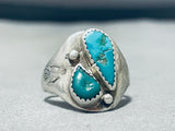 Brilliant Vintage Native American Navajo Cerrillos Morenci Turquoise Sterling Silver Ring-Nativo Arts