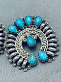Rare Naja Vintage Native American Navajo Turquoise Sterling Silver Bracelet Earrings-Nativo Arts