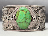 Detailed Vintage Southwest Gaspeite Sterling Silver Leaf Bracelet-Nativo Arts