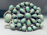 Superior Vintage Native American Navajo Green Turquoise Sterling Silver Cluster Bracelet-Nativo Arts