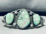 Viv Barbone!! Vintage Native American Navajo Carico Lake Turquoise Sterling Silver Bracelet-Nativo Arts