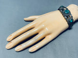 Very Old Vintage Native American Navajo Turquoise Sterling Silver Cerrillos Bracelet-Nativo Arts