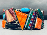 One Of The Finest Vintage Native American Navajo Turquoise Inlay Sterling Silver Bracelet-Nativo Arts