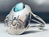 Spider And Turquoise Vintage Native American Navajo Sterling Silver Bracelet Cuff-Nativo Arts