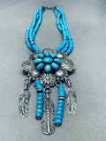 One Of The Best Ever Vintage Native American Navajo Turquoise Sterling Silver Necklace-Nativo Arts