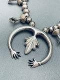 Open Arms Vintage Native American Navajo Sterling Silver Squash Blossom Necklace-Nativo Arts